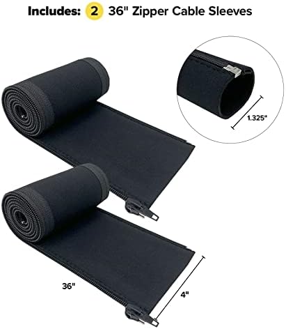 Zipper Cable Sleeve by Wrap-It Storage - 36" x 4" (2-Pack) Black - Image 3