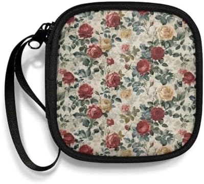 Starfish Square Earbud Case Floral Portable Carrying Case Storage Bag for Women Cell Phone Accessories Organizer with Handle for Earphone, Earbud, Earpieces by Unknown