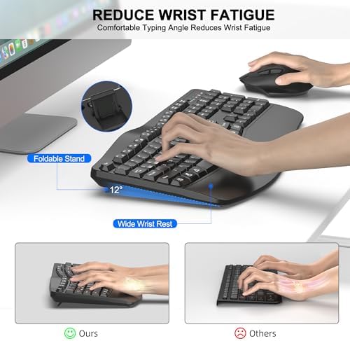 Wireless Keyboard and Mouse Combo, 2.4G Ergonomic Wave Keys(Graphite) - Image 3