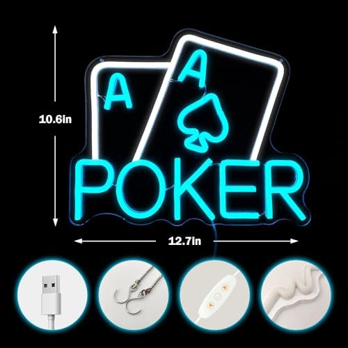 Playing Cards Neon Signs Dimmable Poker Neon Sign for Wall Decor Led Sign Gamer Neon Light Up Sign forMan Cave Bedroom Casino Bar Hotel Play Room Birthday Party Decor Shop Hotel - Image 3