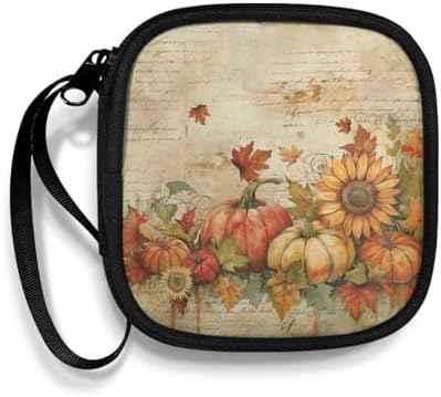 Pumpkin Maple Leaf Thanksgiving Earphone Case Earbuds Small Carrying Cases Portable Headphone Organizer Storage Pouch Bag with Handle Make The Headphone Cable to Be Better Placed by Unknown