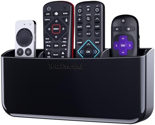 TotalMount Drop-Free Remote Holder – Removable Adhesive Strips – XL Black by TotalMount