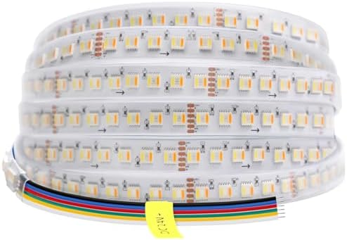 Outdoor RGBCCT LED Strip Light, 112 LEDs/m High Density, 24V 16.4FT Flexible RGB Color Changing LED Tape Light with 2700K-6500K Tunable White (IP67 Waterproof 14MM Width) by SLLHUT