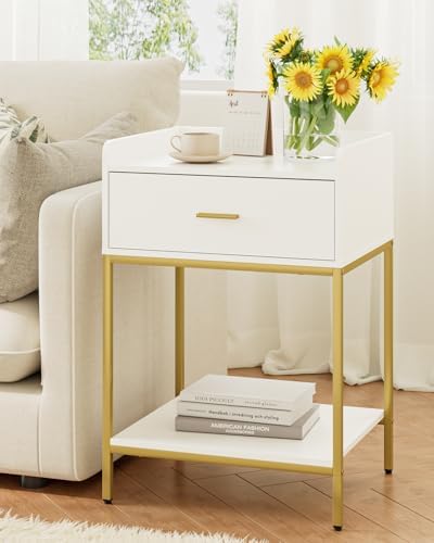 Masupu Nightstand, 3-Tier Modern Bedside Night Stand with Storage Drawer and Shelf, Large End Side Table for Bedroom, Living Room, White - Image 3