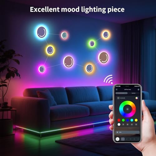 KANTUTOE Smart LED Wall Lights, 9-Piece RGB LED Light with App & Remote Control, TV Backlights, Music Sync, Color-Changing, Ambient Lighting for Gaming, Bedroom, Living Room and Home Decor - Image 2
