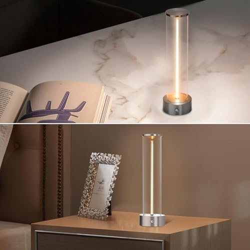 HAPYGI Mini Minimalist Tabe Lamp with Breathing Effect, Cordless LED Desk Lamp Rechargeable Modern Night Lights Portable Lamps for Gaming, Bedroom, Living Room, Kitchen, Bar, Restaurant (Sliver) - Image 4