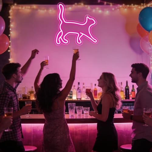 Cat Neon Sign, Pink LED Neon Light for Wall Decor, Dimmable USB Powered Cat Silhouette Neon Sign for Bedroom, Kids Room, Cat Cafe, Perfect Gifts for Cat Lovers & Pet Owners 12.99 x 12.6in - Image 7
