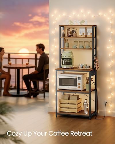 VASAGLE Coffee Bar, 23.6 Inches 6-Tier Baker's Rack with 6 Hooks - Image 7