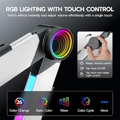 ARES WING Aluminum Microphone Boom Arm with RGB Light and Volume Control - Image 2