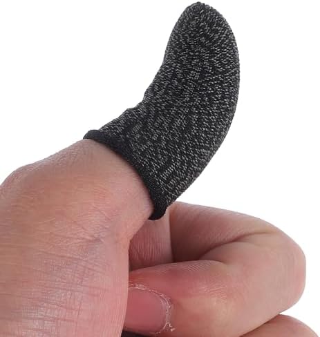 PRETYZOOM Gaming Finger Sleeves 20pcs (10 Pairs) with Sweat-Resistant Breathable Fabric, Professional 38-Needle Stitch Thumb and Finger Covers for Mobile Phone Gaming, Includes Storage Box - Image 4