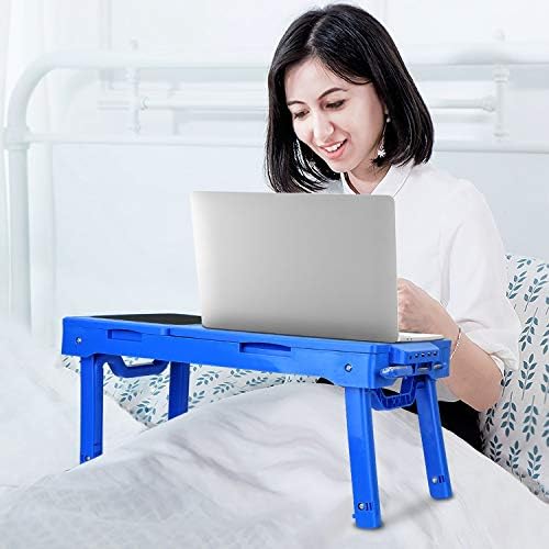 Moclever Laptop Table for Bed-Multi-Functional Laptop Bed Table Tray with Internal Cooling Fan & 2 Independent Laptop Stands-Foldable & 3 Different Height Laptop Desk-LED Lamp-4 Port USB - Image 2