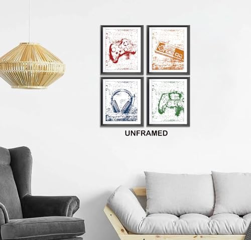 Retro Video Game Gaming Poster Prints for Home Boys Room Playroom Decor,Black And White Video Game Decorations Prints Wall Art Unframed 4pcs 8x10inches,Gift for Gamer Boys Gaming Love (8×10 inc) - Image 2