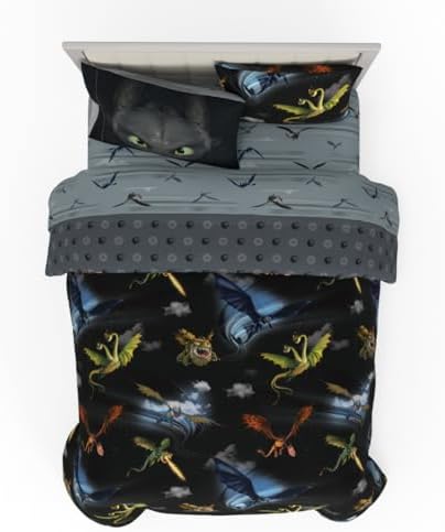 How to Train Your Dragon Kids Bedding Super Soft & Cozy Reversible Microfiber Comforter and Sheet Set with Sham, 7 Piece Full Size, (Officially Licensed Product) By Franco by Franco