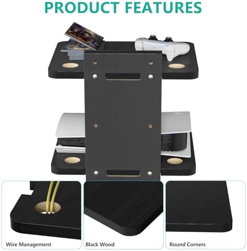 WALI Floating TV Shelf, 2 Tier Projector Shelf for DVD Players, Routers, Game Consoles, Cable Boxes, Living Room Decor Accessories, Wall Mount Shelves Holds Up to 22lbs (CS202NB), 2-Shelf, Black - Image 4