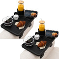 Nnewvante 2 Pack Couch Arm Table, Bamboo 3-in-1 Couch Cup Holder Tray,Black by Nnewvante