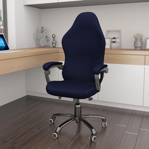 Gaming Chair Cover Game Chair Cover for Reclining Rotating Chair, Navy Blue | Waterproof, Cat Scratch Proof, Stretch Game Chair Covers with Amrest, Breathable, Anti-Scratch, For Tall High Back Chairs - Image 2