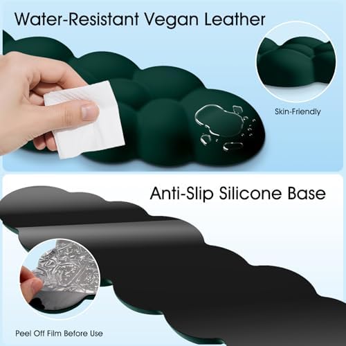 Cloud Wrist Rest Keyboard Cushion and Cloud Mouse Pad, Dark Green | 4-in-1 Ergonomic Cloud Keyboard Wrist Rest Set, Memory Foam, Arm Support for Palm, Cute Desk Accessory for PC Gaming Setup - Image 5