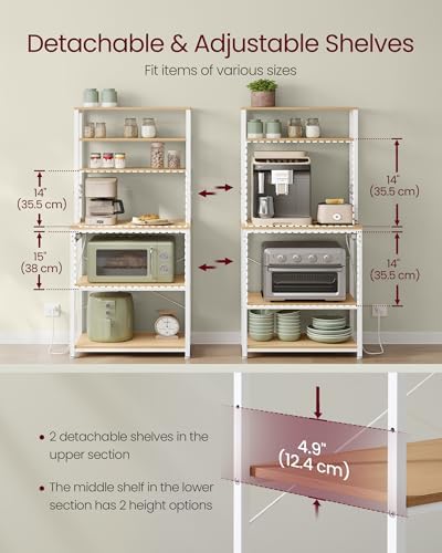 VASAGLE Coffee Bar, 23.6 Inches 6-Tier Baker's Rack with 6 Hooks - Image 3