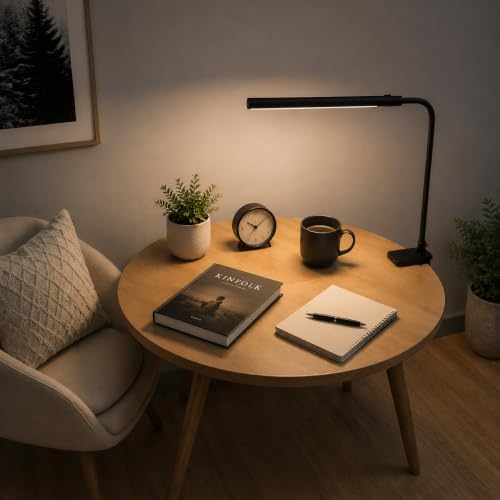 LED Desk Lamp with Clamp, 5 Color Modes & 10 Brightness Levels, Eye-Caring Desk Light, Flexible Gooseneck, Memory Function, Adapter Included for Home Office, Reading & Study - Image 6
