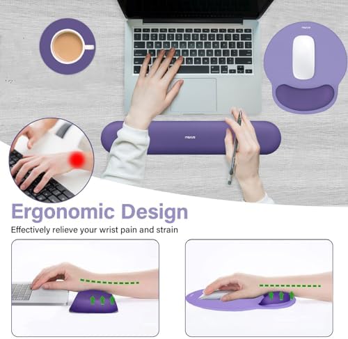 MOSISO Wrist Rest Support for Mouse Pad&Keyboard Set, Imperial Purple - Image 3