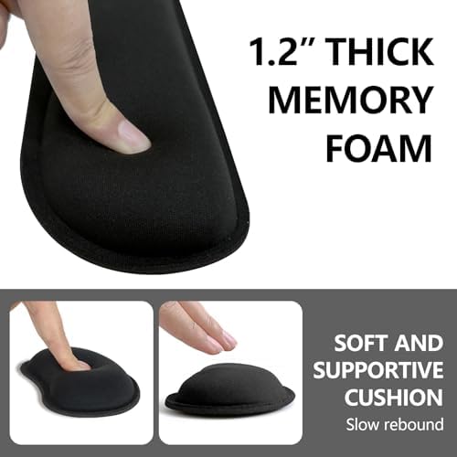 Wrist Rest for Computer Keyboard and Mouse, Ergonomic Design Wrist Support Pad for Keyboard, Soft Memory Foam Desk Pads Support Hand and Arm Easy Typing Pain Relief, 2 Piece Pad, Black - Image 4