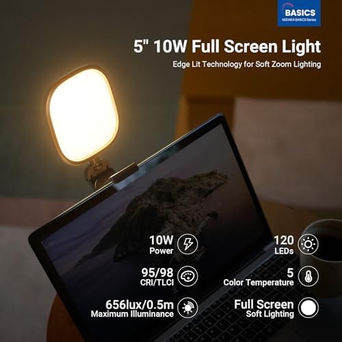 NEEWER BASICS 5" Monitor Light with Stand, Zoom Lighting for Video Conference, 10W Bi Color Edge Lit CRI95 USB LED Panel Ring Light for Desk Computer Laptop Webcam Video Call Streaming Recording, NL10 - Image 2