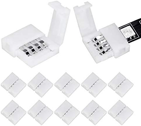10Packs 4-Pin RGB LED Light Strip Connectors 10mm Unwired Gapless Solderless Adapter Terminal Extension by WENHSIN