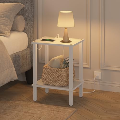 TUTOTAK End Table with Charging Station, Side Table Set of 2, Nightstand - Image 4