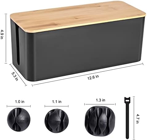 Tuwechen Cable Management Box, Wooden Style Cord Organizer Box - Image 2