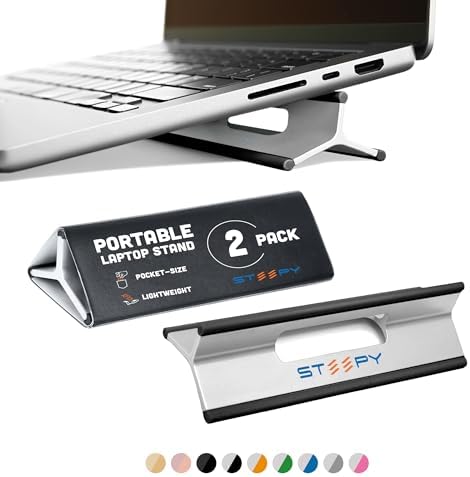 Steepy Portable Laptop Stand for Desk – Adjustable Height, & Portable Laptop Holder – Ergonomic Computer Stand for Cooling & Comfort – Slip-Proof, Sturdy Design – Universal Fit for 13-17 Inch Devices by Steepy