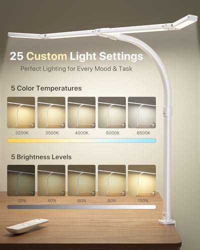 ONEMIX LED Desk Lamp with Clamp, 42-Inch 4-Panel Light for Dual Monitors - Image 5