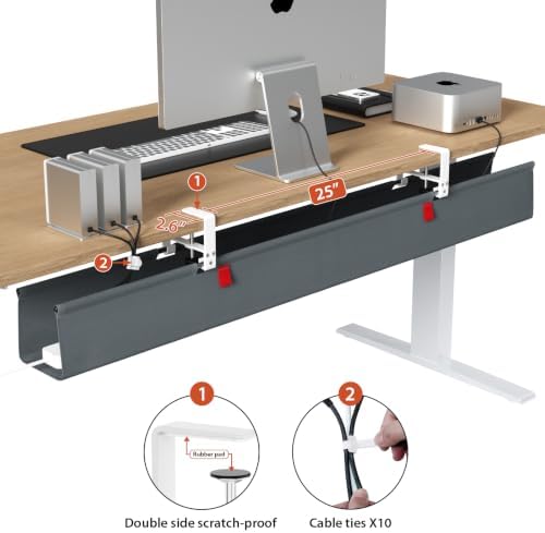 Univivi No Drill Under Desk Cable Management Tray, 48 inch Cable Management - Image 3