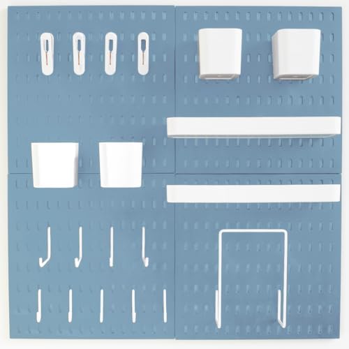 Wall-Mounted Pegboard Kit, 50.4" x 25.2" Organizer Panel – Large, Cost-Effective & Nail-Free Installation Blue - Image 7