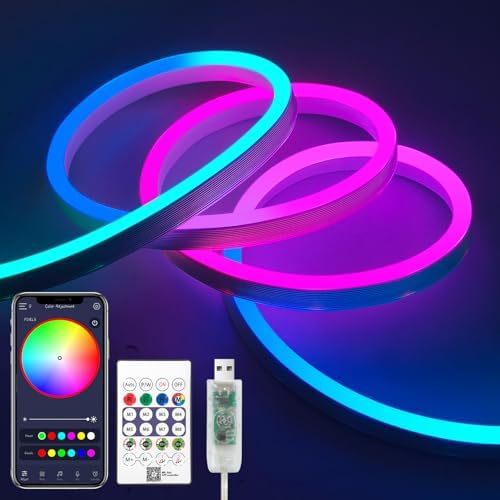 iNextStation 6.56FT Smart IC LED Strip Lights 5V USB RGB Neon Rope Lights by inextstation
