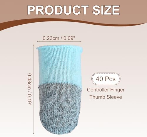 PATIKIL Controller Finger Thumb Sleeve, 40 Pack Mobile Gaming Finger Sleeve Silver Fiber Tip Gloves Anti-Sweat Breathable for Game Phone Touchscreen Devices, Blue - Image 2