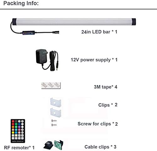 Dimmable Under Cabinet Lighting, RGB LED Light Bar, RF Remote Control Lamp, Multicolor Under Counter Lights for Desk, Room, Cupboard, Hallway, Shelf, Closet (24 Inch) - Image 7