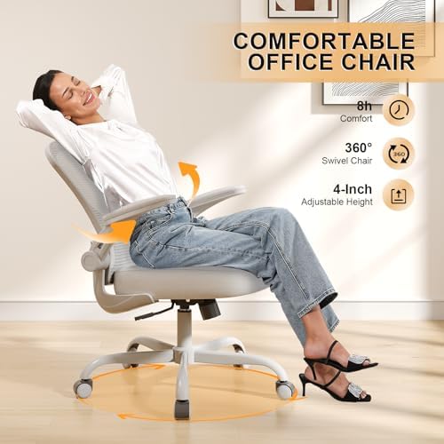 Synorla Office Chair|Ergonomic Desk Chairs 330LBS Capacity | Flip-up Armrests,Mesh Computer Chair,High Back,Comfy Work,Adjustable Lumbar Support - Image 4