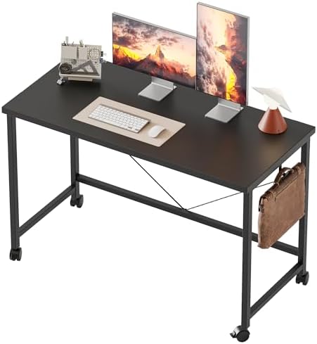 Mericonia 39x20 Inch Computer Desk with Wheels, Small Simple Rolling Desk by MERICONIA