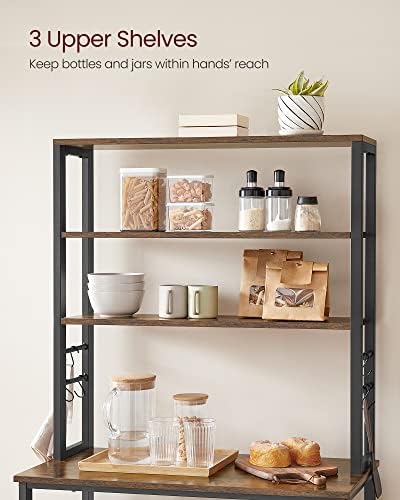 VASAGLE Coffee Bar, 31.5 Inches 6-Tier Baker's Rack with 6 Hooks - Image 5