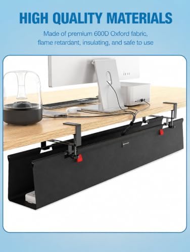 No Drill Under Desk Cable Management Tray, 90cm Cord Organizer for Table, Clamp/Screw Mount Desk Cable Management - Image 7
