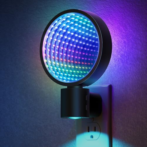 Briignite Night Lights Plug into Wall 3D Infinity Mirror Tunnel Light by WelcometoBriigniteenjoyyourtimehere