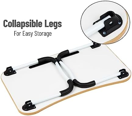 Mind Reader Lap Desk Laptop Stand with Folding Legs, Portable Bed Tray Table for Laptop, Breakfast, Reading, Crafts, MDF, Beige - Image 5