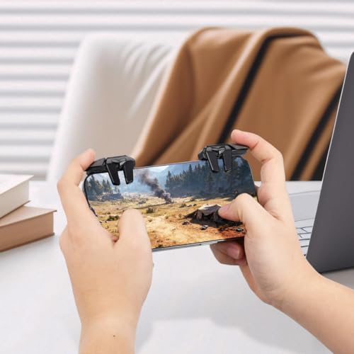 Gadpiparty Mobile Gaming Triggers 1 Pair Mobile Phone Game Controllers with 3 Pairs Finger Sleeves High-Sensitivity Clip-on Buttons for Most Smartphones Stable Anti-Slip Grip - Image 3