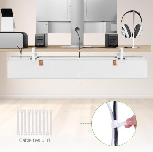 KEEGH Under Desk Cable Management Tray, 40 inch No Drill Cord Organizer - Image 5