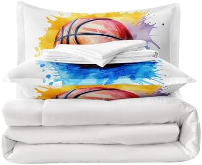 5 Pieces Basketball Comforter Set Boys,Full Comforter Bedding Set for Teens,Boys Full Comforter Sets,Basketball Bedding Twin,Sports Comforter Full 5Pcs - Image 5