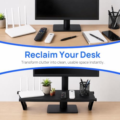 13 Inch Adjustable Screen Top Shelf Organizer for TV Computer Monitor Flat Screen, Large TV Mount Top Shelf Used To Place Soundbar Cable Box Speakers Apple TV Play-station Camera Frames Remote - Image 5