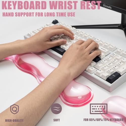 Gel Keyboard and Mouse Wrist Rest Set,Wrist pad for Computer Keyboard | Pink Wrist Support for Keyboard 60%/68%/75%, Keyboard Cushion, Comfort & Support for Typing and Gaming - Image 4