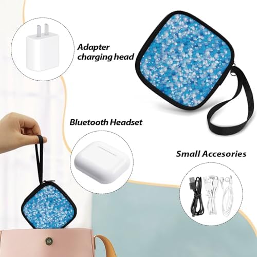 Blue Mermaid Scales Headphones Carrying Case, Protective Shell Travel Bag for Cable, Charger Storage for Earphone, Earbud, Earpieces - Image 6