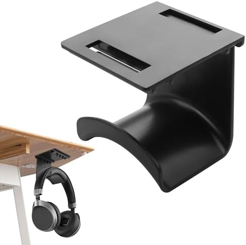 YAODHAOD Headset Hanger Holder Wall Mount, Sticky Headset Stand Holder Clip Under Desk for All Headphone/Controller (Black,Removable Hanging Style) by YAODHAOD
