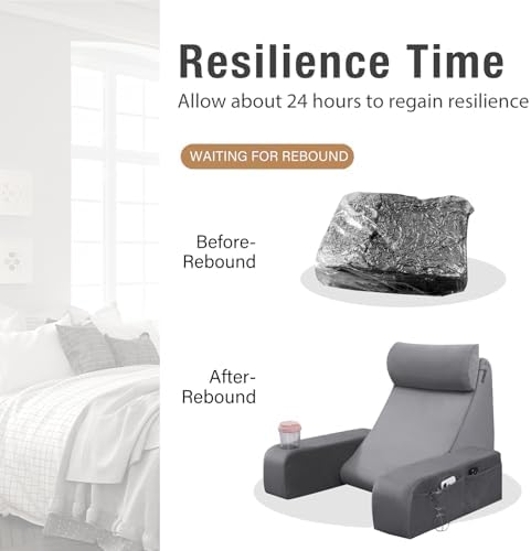 ENITYA 19" Reading Pillow for Bed with Firm Back Support & Big Pockets - Image 7